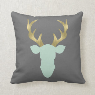 Deer Pillow, Deer Head, Antlers, Editable Colour Cushion