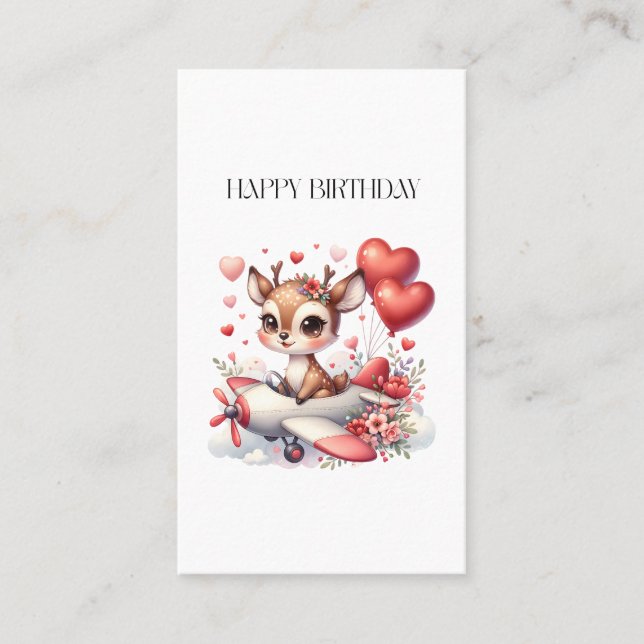 Deer Pilot Birthday Business Card (Front)