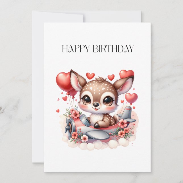 Deer Pilot Birthday Invitation (Front)