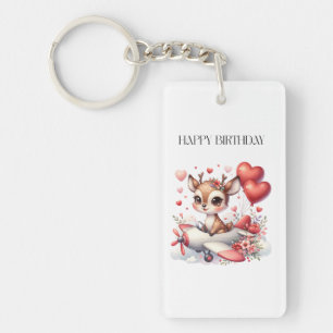Deer Pilot Birthday Key Ring