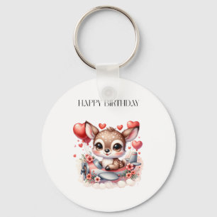 Deer Pilot Birthday Key Ring