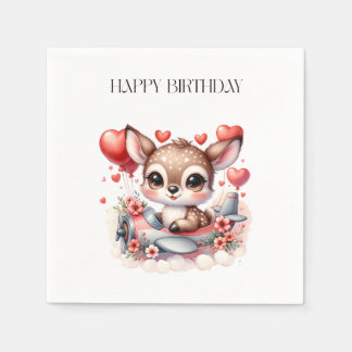 Deer Pilot Birthday Napkin