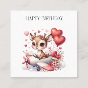 Deer Pilot Birthday Square Business Card