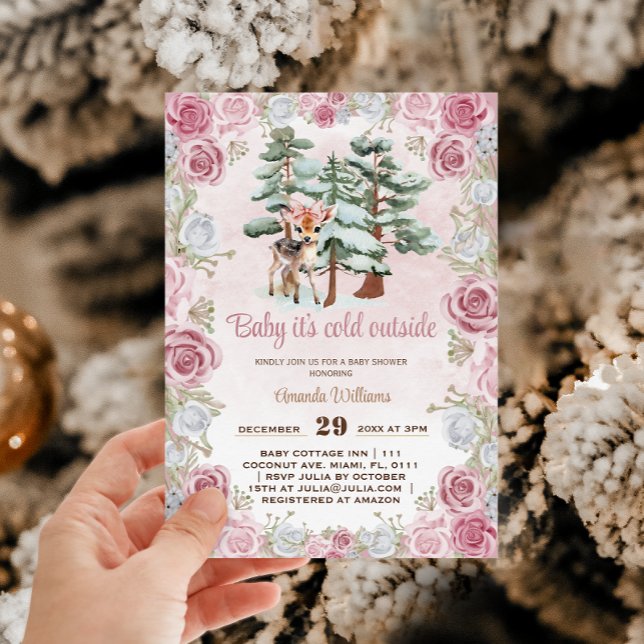 Deer Pink Baby Girl Shower  Invitation (Creator Uploaded)
