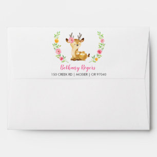 Deer Pink Girl Baby Shower Sprinkle Invitation Envelope