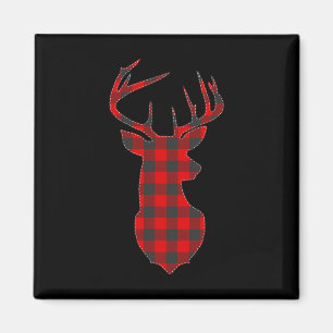 Deer Plaid Red Reindeer Buck Christmas Xmas Magnet