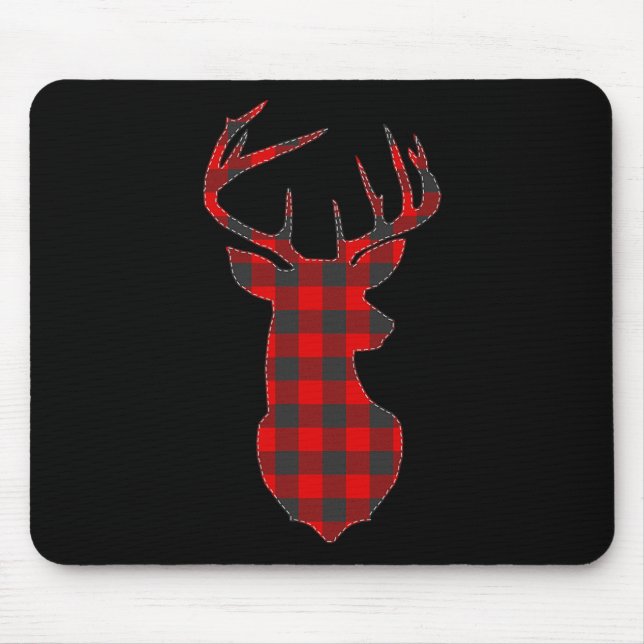 Deer Plaid Red Reindeer Buck Christmas Xmas  Mouse Pad (Front)