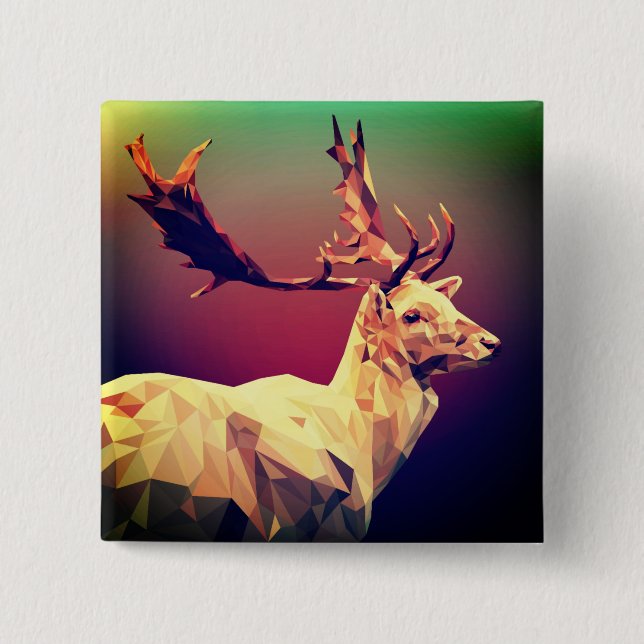 Deer Polygon Design 15 Cm Square Badge (Front)