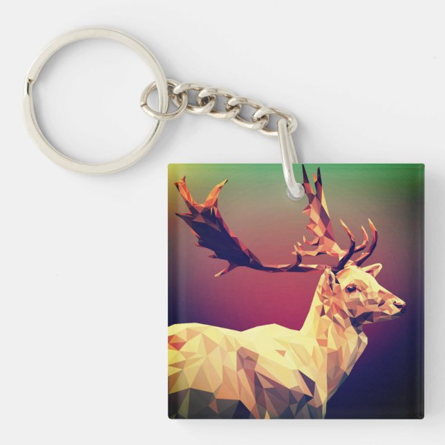 Deer Polygon Design Key Ring (Front)