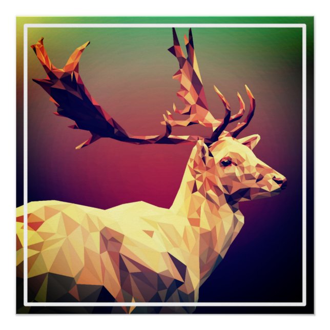 Deer Polygon Design Poster (Front)