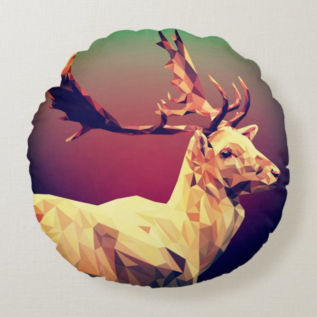 Deer Polygon Design Round Cushion (Front)