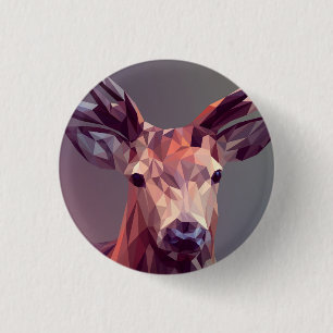 Deer Polygons Art Design Graphic Animal Stag Postc 3 Cm Round Badge