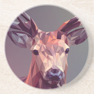Deer Polygons Art Design Graphic Animal Stag Postc Coaster