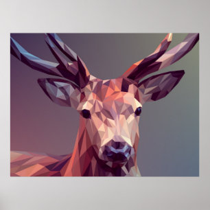 Deer Polygons Art Design Graphic Animal Stag Postc Poster