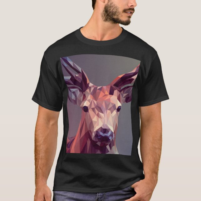Deer Polygons Nature T-Shirt (Front)