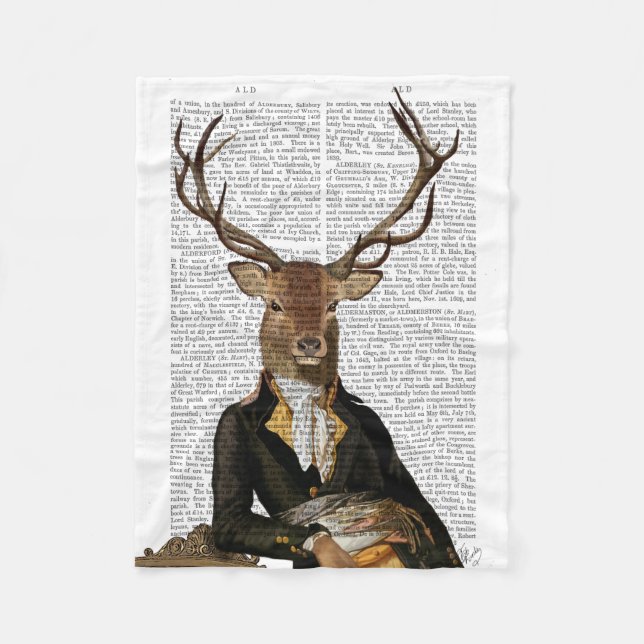 Deer Portrait Fleece Blanket (Front)