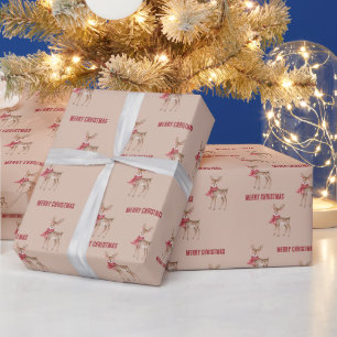 Deer Red Scarf Christmas Wrapping Paper