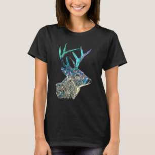 Deer Retro Animal Forest Imprint Art Deer Hunting T-Shirt