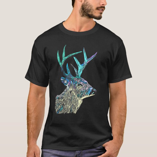 Deer Retro Animal Forest Imprint Art Deer Hunting  T-Shirt (Front)