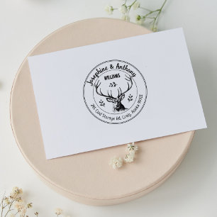 Deer Return Address Family   Rubber Stamp
