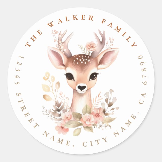 Deer Round Stickers (Front)