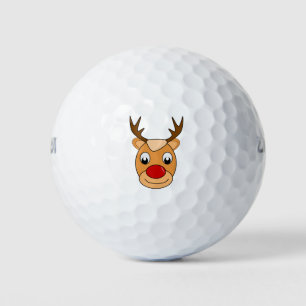 Deer Rudolph Santa Claus Christmas Kids Cartoon Golf Balls