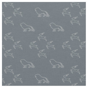 Deer Run Away From Lion Fabric