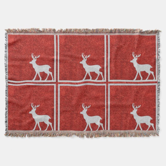 Deer Rustic Cabin Christmas Holiday Blanket Throw (Front)