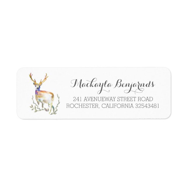 deer rustic wedding return address label (Front)