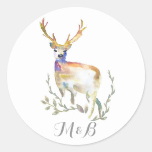 Deer Rustic Woodland Wedding Classic Round Sticker