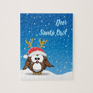 Deer Santa Owl Jigsaw Puzzle
