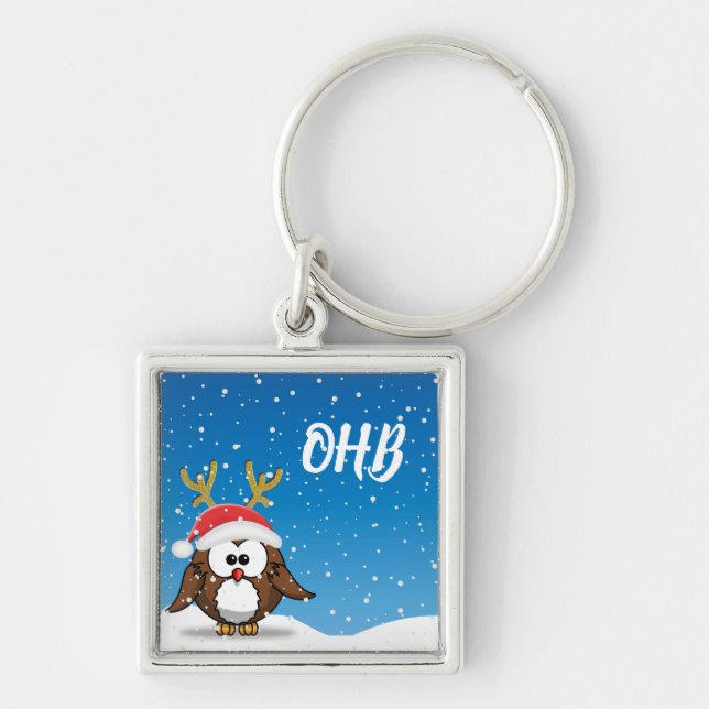 Deer Santa Owl Key Ring (Front)