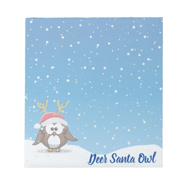 Deer Santa Owl Notepad (Front)