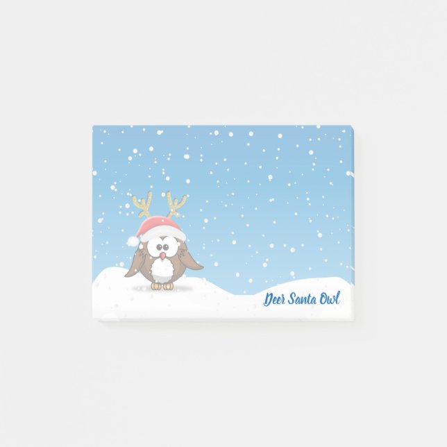 Deer Santa Owl Post-it Notes (Front)