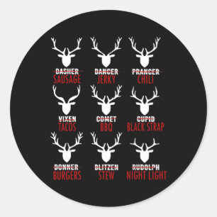 Deer Sausage Jerky Chilli Tacos Bbq Classic Round Sticker