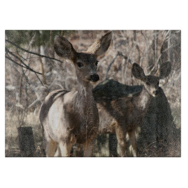 Deer saying hello cutting board (Front)