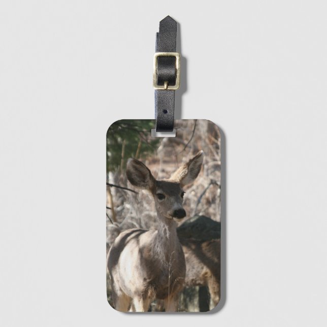 Deer saying hello luggage tag (Front Vertical)