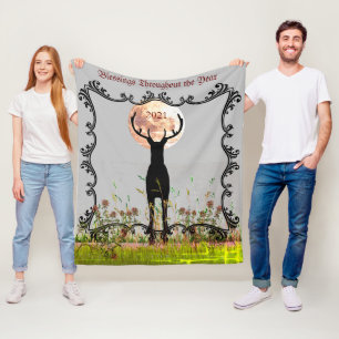 Deer Season Cabin  Customisable 2022 Throw Fleece Blanket