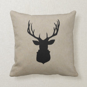 Deer Shadow Rustic Holiday Decor Pillow