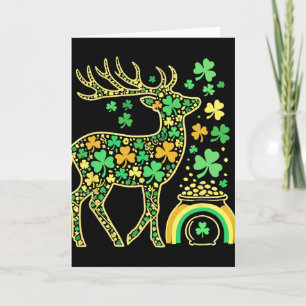 Deer Shamrock Leprechaun Patrick's Day Womens Mens Card