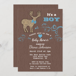 Deer Silhouette Baby Boy Baby Shower Invitation