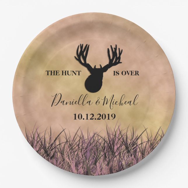 Deer Silhouette Hunting Wedding Paper Plate (Front)