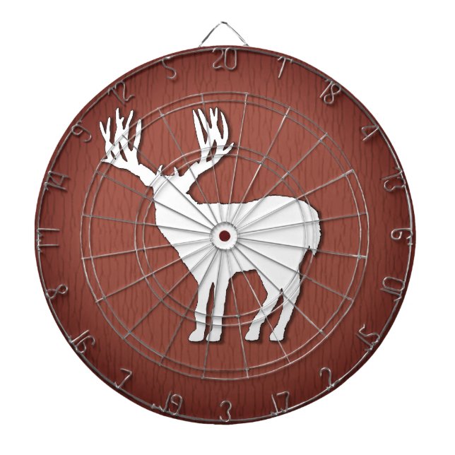 Deer Silhouette on Faux Wooded Background Dartboard (Front)