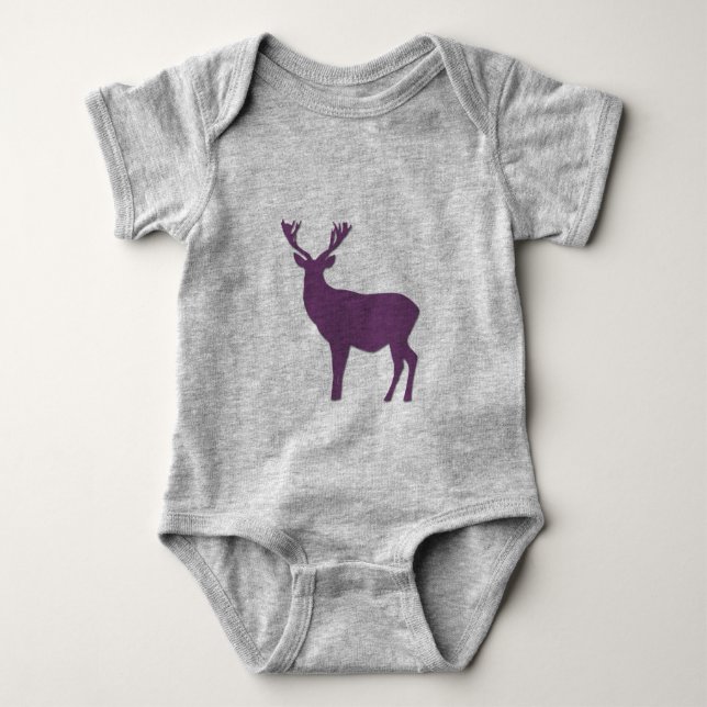 Deer silhouette Purple stag Simple elegant Baby Bodysuit (Front)