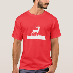 Deer Silhouette - Red and White T-Shirt