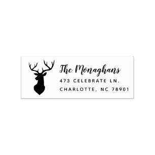 Deer Silhouette   Return Address Label Rubber Stamp