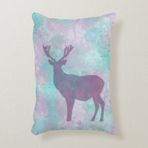 Deer silhouette Simple abstract Winter Cute Pastel Decorative Cushion