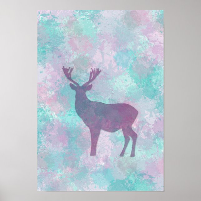 Deer silhouette Simple abstract Winter Cute Pastel Poster (Front)