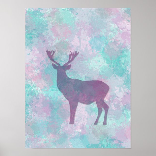 Deer silhouette Simple abstract Winter Cute Pastel Poster (Front)