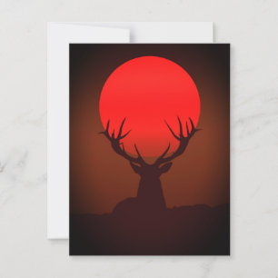 Deer Silhouette with Fiery Red Sunset Postcard